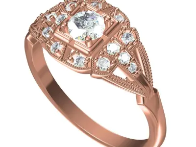 Antique Art Deco Vintage Ring 2 3D print model