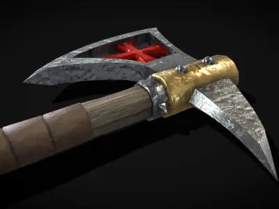 Two handed Templar Axe Low-poly 3D model