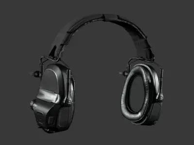 Realistic Military Tactical Headset - Game Ready Low-poly 3D model