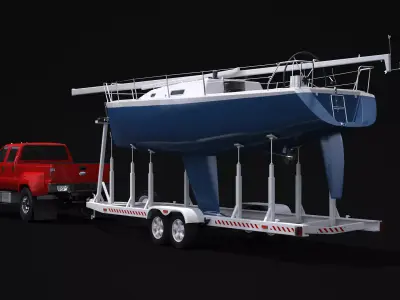 F-650 and Generic Sailboat Trailer 3D model