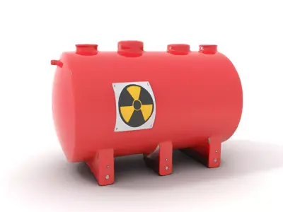 Industrial Red Tank model pack with Hazard Sign Low-poly 3D model