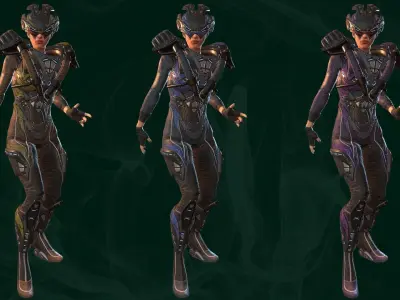 Sci-fi gerl Low-poly 3D model