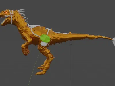 Dinosaur Game ready model orange t - rex Low-poly 3D model