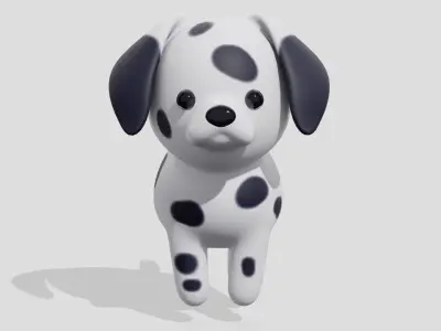 Cute dalmatian dog  Low-poly 3D model