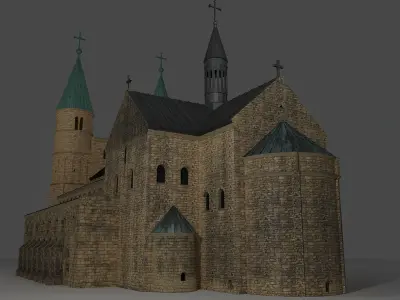 German church of Saint Cyriakus Low-poly 3D model