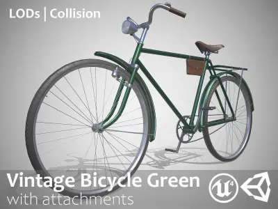 Customizable Vintage Bicycle Green - Updated for 2021 Low-poly 3D model