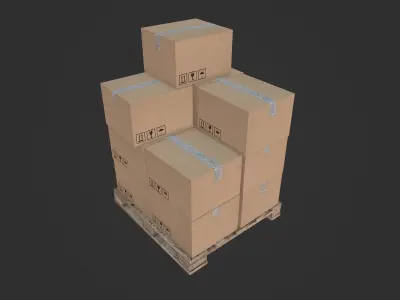 Pallet with Boxes Low-poly 3D model