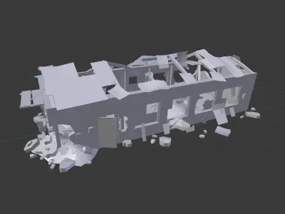 destroyed building 2 Low-poly 3D model
