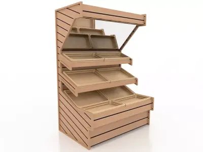 Shelf 3D model 6 wooden display case with shelves 3D model
