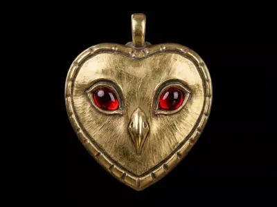 Owl Charm Heart Pendant 3D print model