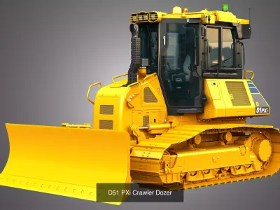 D51 - D61 - D71 PXi Dozers 3 in 1 3D Model Pack