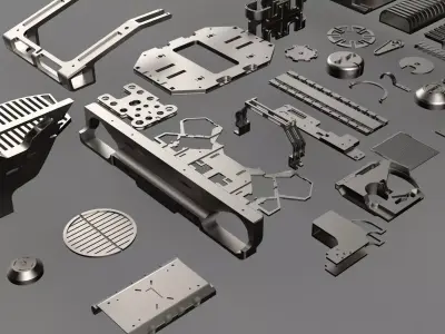 Hard surface Kitbash library technical part Low-poly 3D model