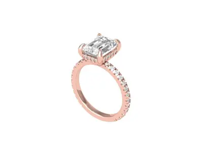  Emerald Solitaire Ring With Hidden Halo 3D print model buy