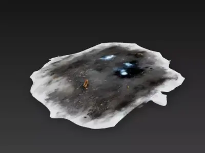 Industrial Dirt Ground Decal - Grunge PBR Low Poly Game Ready Low-poly 3D model
