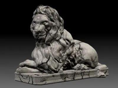 Lion Sculpture-3D print model -Lion statue 3D print model