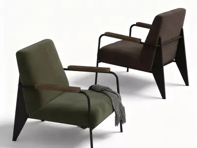 Modern Metal Frame Lounge Armchair Fabric Leisure Chair 3D Model 3D model