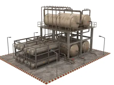 Oil Refinery  Low-poly 3D model