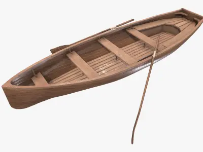 Wooden Boat Low-poly 3D model 6