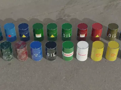 20 Barrel 3D models Low-poly 3D model