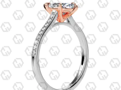 Ring 55 Marquise Shape Pave setting ring with Gems 3D print model