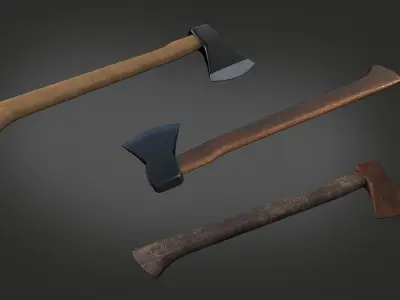 Game Ready Lumberjack Axe with 3 Different Textures Low-poly 3D model