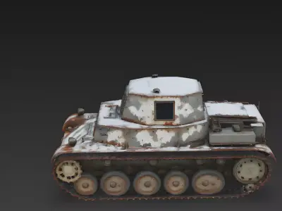 Realistic Abandoned Vintage Light Tank 3D Model Low-poly 3D model