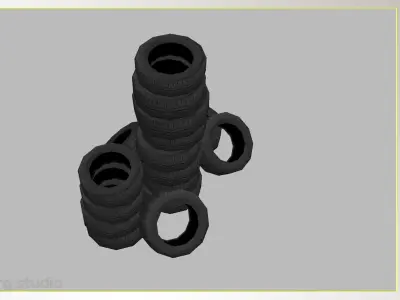 Lowpoly Tires Stack Low-poly 3D model