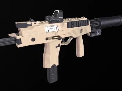 MP9 Submachine Low-poly 3D model