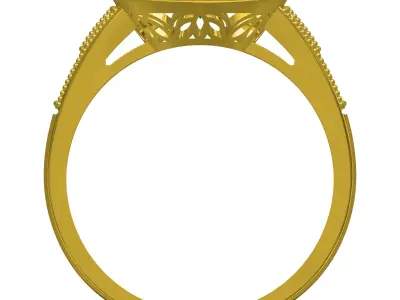 Antique Green Sapphire Oval and Diamond Halo Engagement Ring 3D print model