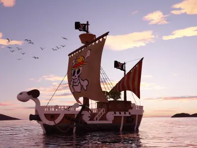 One Piece Going Merry 3D Model  High-Quality Anime Ship Asset Low-poly 3D model