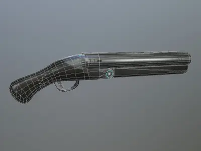 Shotgun - different styles Low-poly 3D model