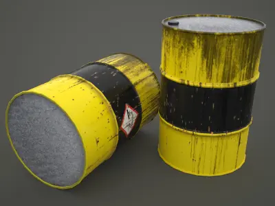 Chemical barrel - 55 gallons Low-poly 3D model