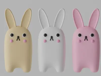 Cartoon Cute Bunny Rabbit 3D model