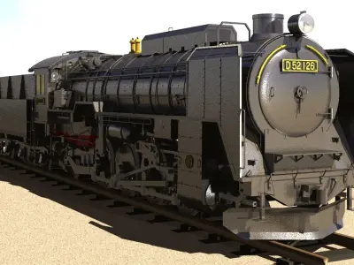 D52 steam locomotive ww2 3D model