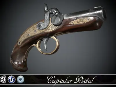 Capsular Pistol Deringer - model and textures Low-poly 3D model