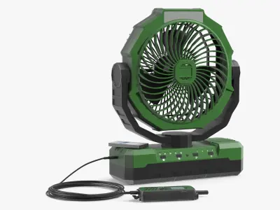  Outdoor Power Fan USB Connected to Rugged Phone Green 