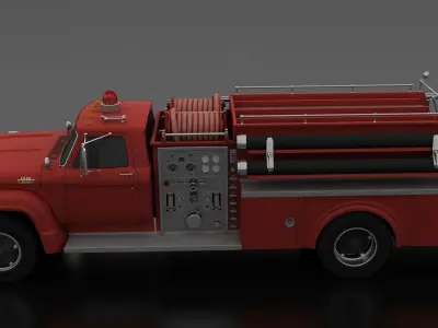 F-Series F-800 Fire Truck Unmarked 1964 Low-poly 3D model