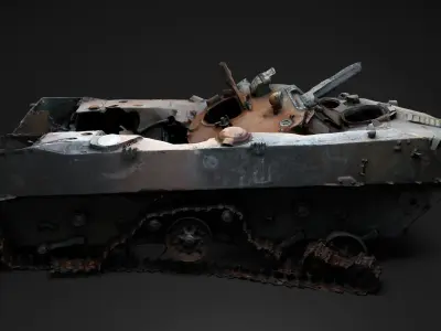 Burnt russian BMD-2 Photoscan Game Ready Low-poly 3D model