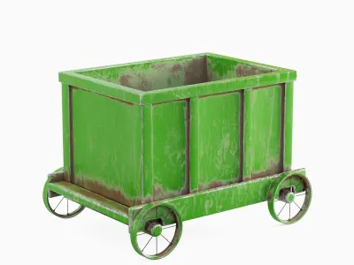 Old Mining Trolley 03 Low-poly 3D model