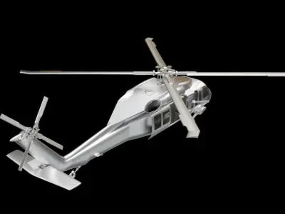 Helicopter silver 3D model
