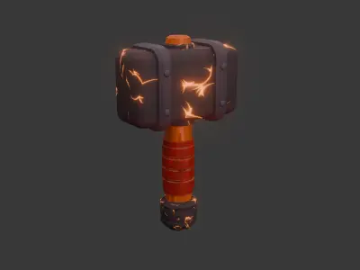 Fantasy Hammer Game Ready Low Poly 3D Model Low-poly 3D model