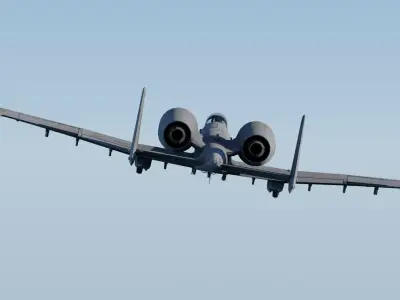 A-10 Thunderbolt Fully-Rigged And Animated With Weapons Low-poly 3D model