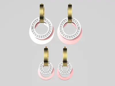 earings   simple   diamond 2 part big and small e00023 3D print model