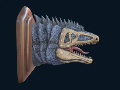 Wall trophy dinosaur monster head Low-poly 3D model