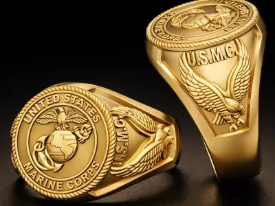 US Marine Corps Signet Ring 3D Model Military STL 3D print model