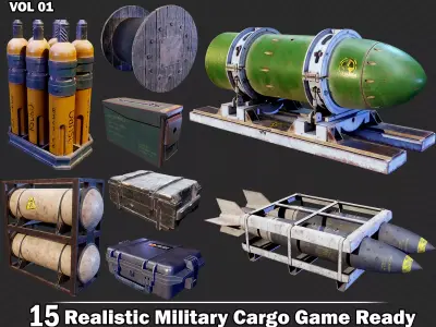 15 Realistic Military Cargo Game Ready VOL01  Low-poly 3D model