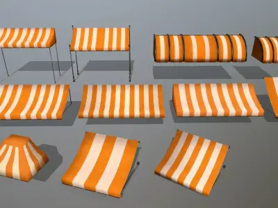 awning orange and striped lamp shade Low-poly 3D model