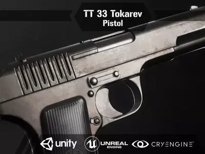 TT 33 Tokarev pistol Low-poly 3D model