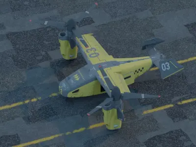 TiltRotorAircraft military aircraft with propellers 3D model