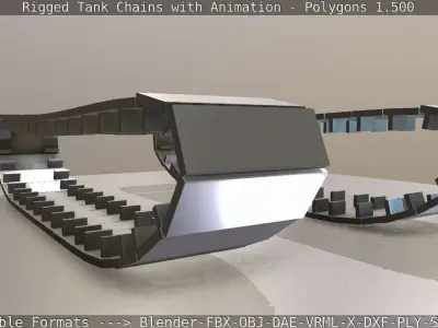 Rigged Tank Chains with Animation - 1 Low-poly 3D model